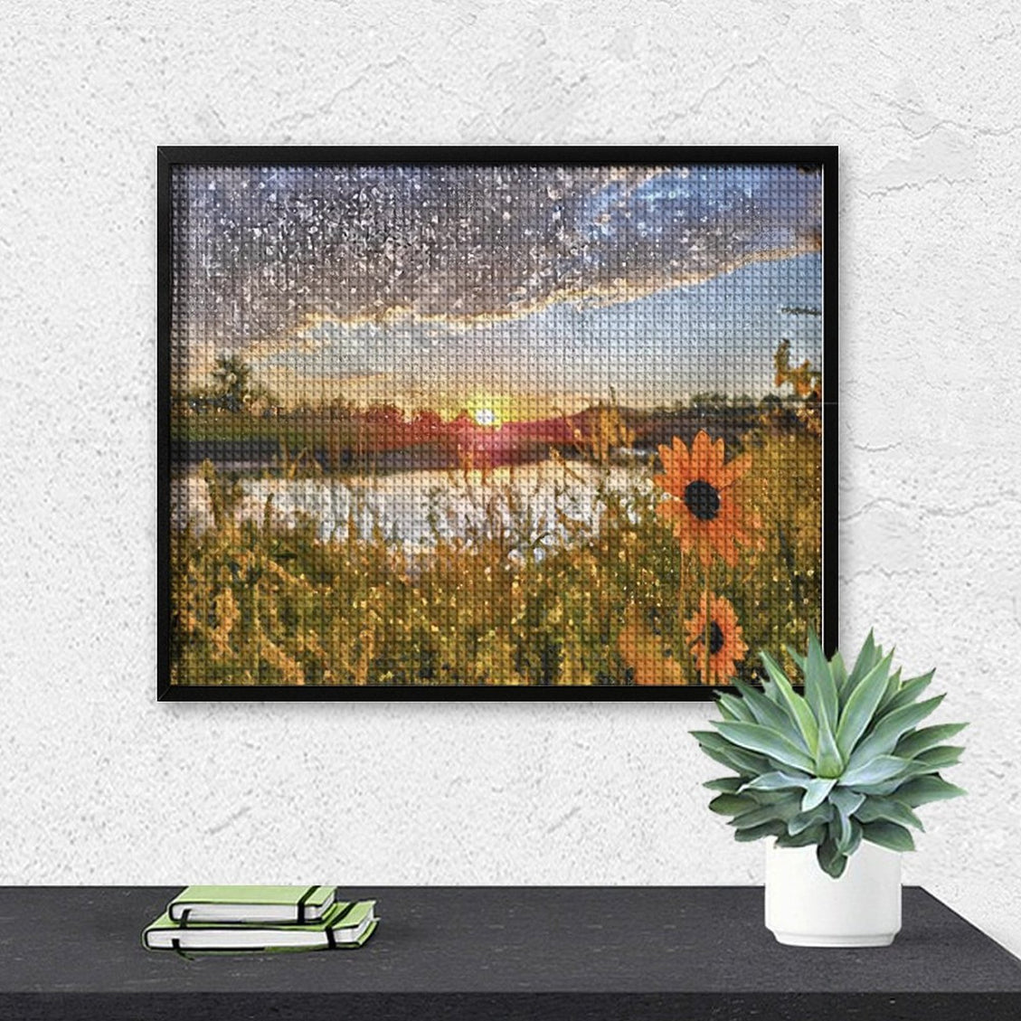 Design Diamond Painting 20"×16"(Horizontal) Sunflowers on the South Grand River