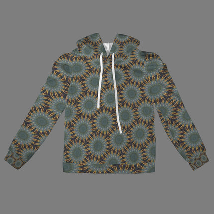 Puff Sleeve Hoodie Sunflowers Green