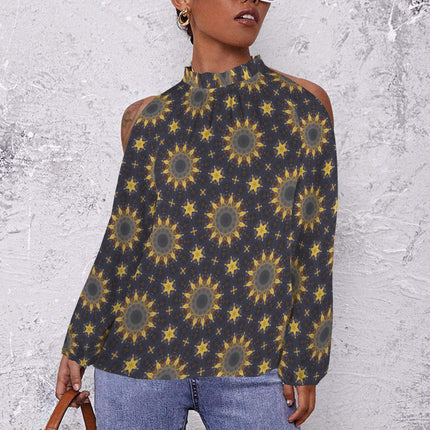 Long Slit Sleeve Blouse Sunflower Purple Sunset