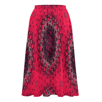 Layered Chiffon Skirt Red Hollyhocks Geometric