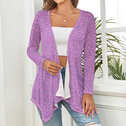 Knitted Cardigan Lavendar Flowers