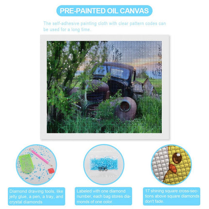 Design Diamond Painting 20"×16"(Horizontal) Old Truck in the Weeds