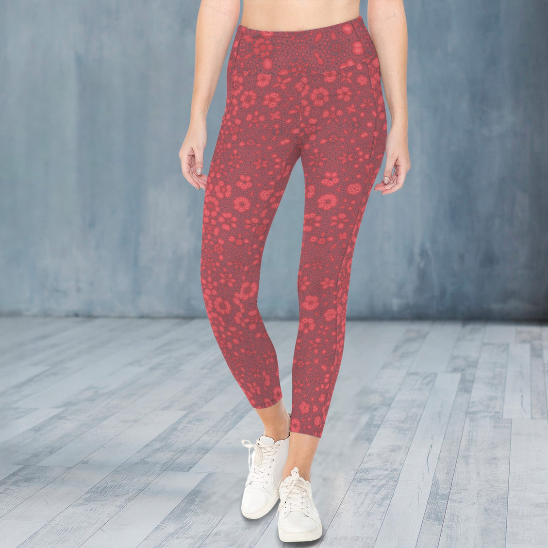 High Waist Pockets Yoga Leggings Red Milkweed