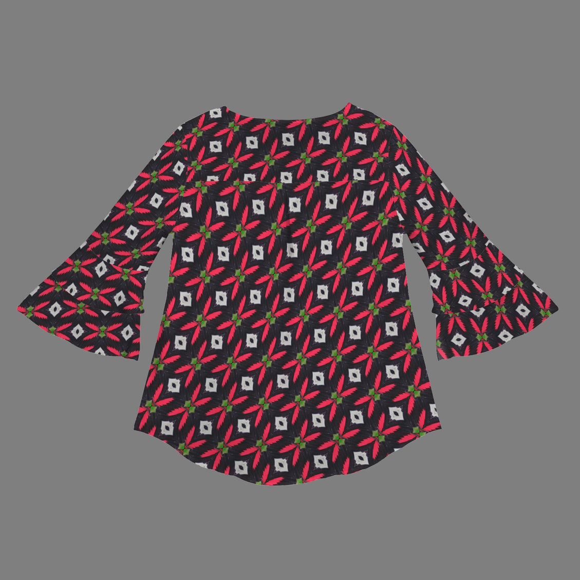 Flare Sleeve Blouse Butterfly Red and Black