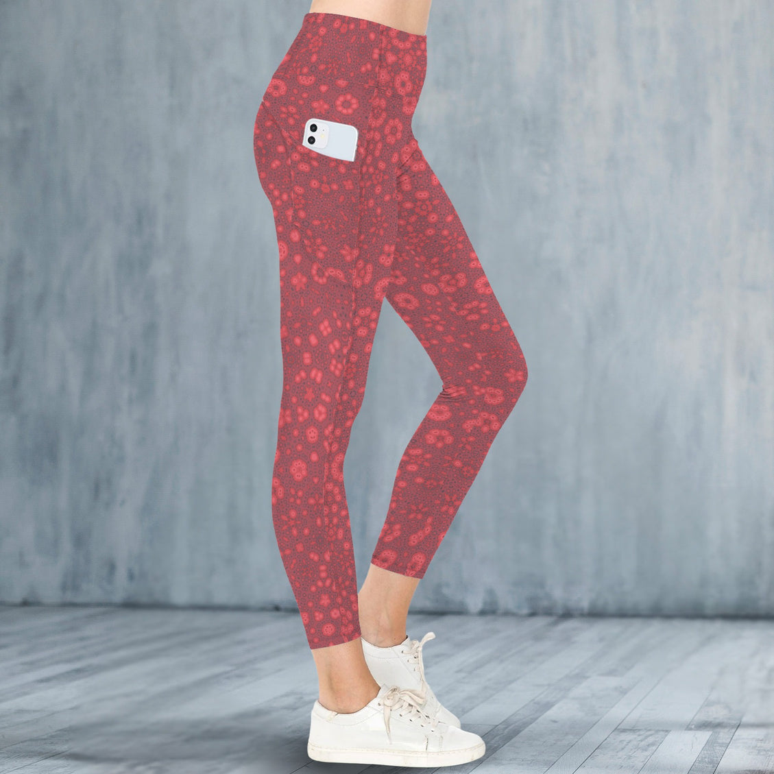 High Waist Pockets Yoga Leggings Red Milkweed
