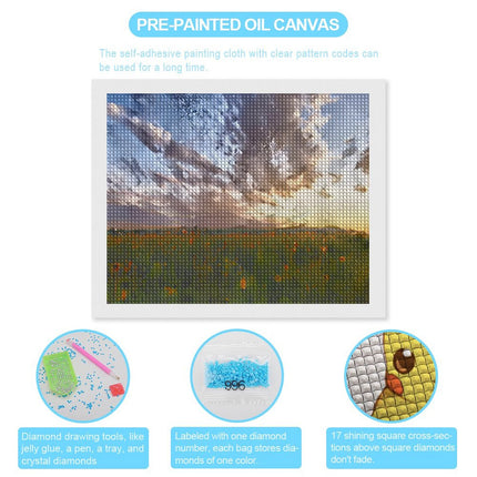 Design Diamond Painting 20"×16"(Horizontal) Sunset at Shadehill Wild Sunflowers
