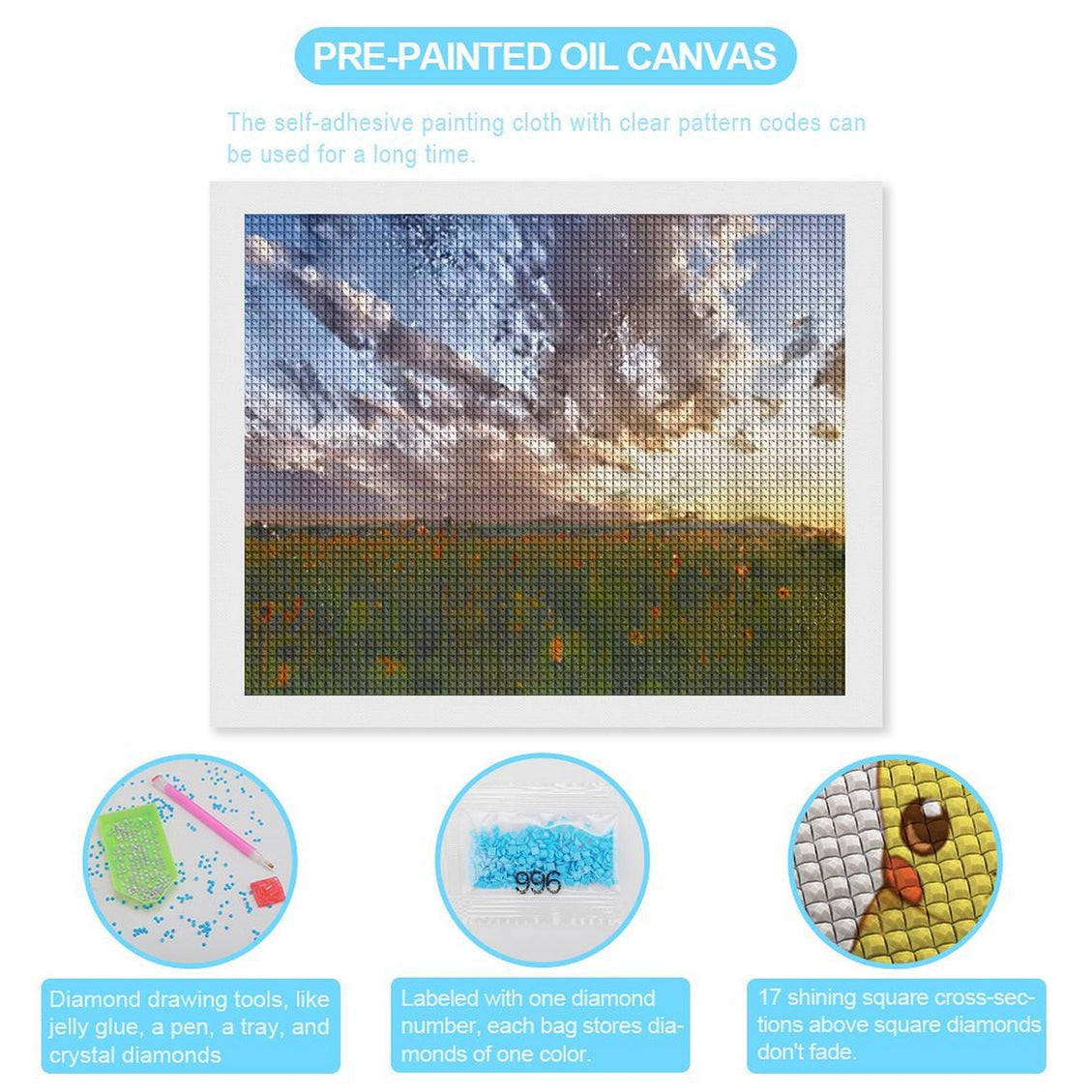 Design Diamond Painting 20"×16"(Horizontal) Sunset at Shadehill Wild Sunflowers