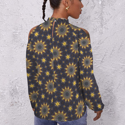 Long Slit Sleeve Blouse Sunflower Purple Sunset