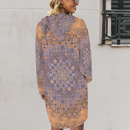 Hoodie Dress Pheasant Feathers Mandela Tangerine