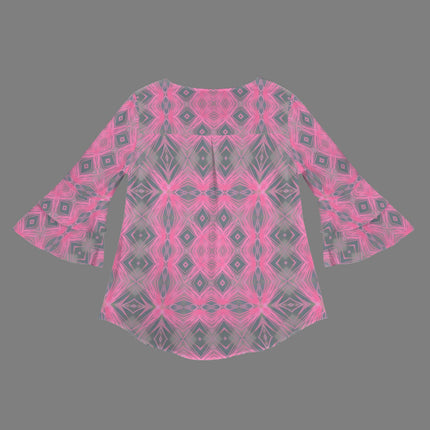 Flare Sleeve Blouse Butterfly Balm Pink