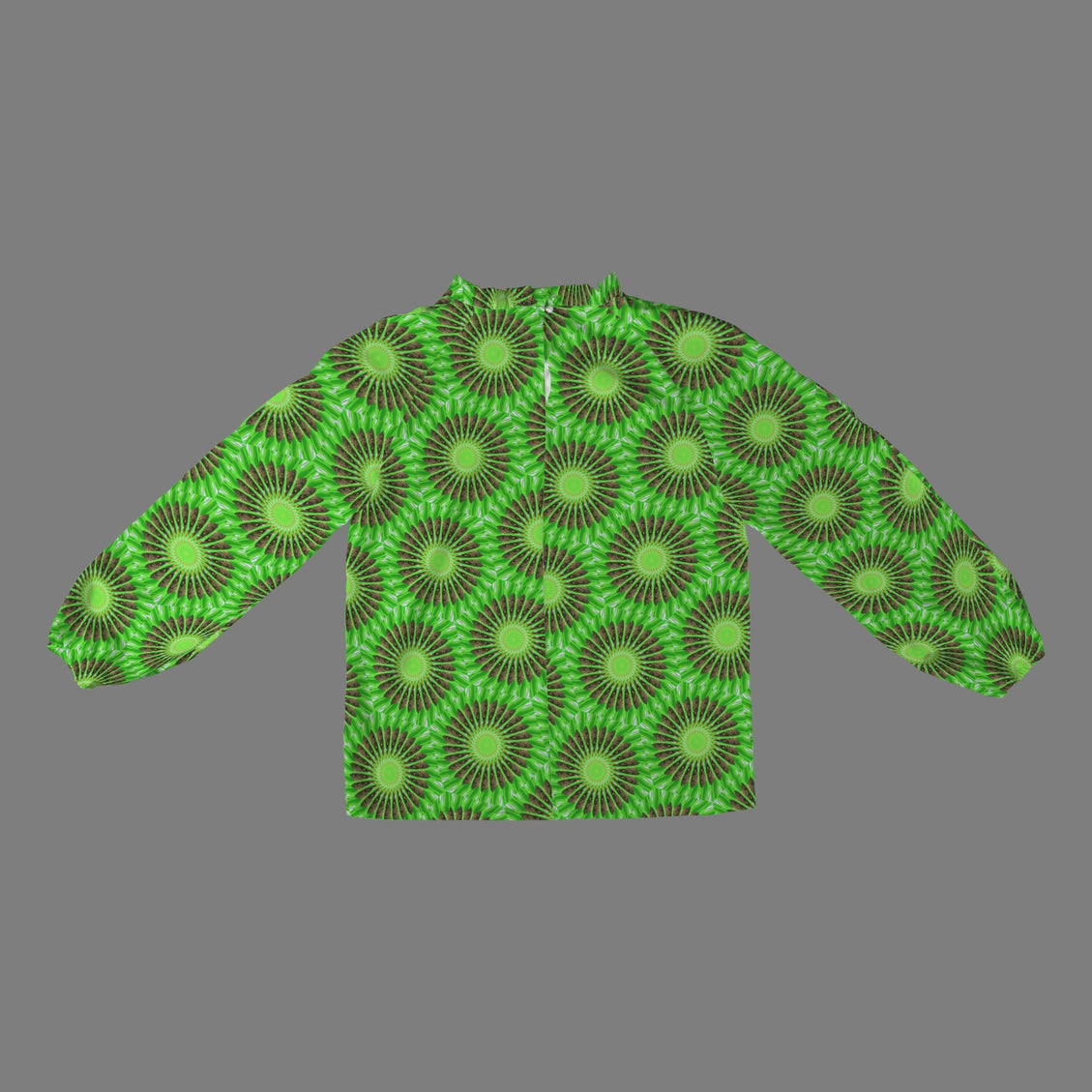 Long Sleeve Slit Sleeve Butterfly on Green