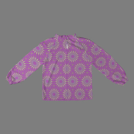 Long Slit Sleeve Blouse Lavendar Sunflower