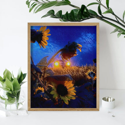 Design Diamond Painting 16"×20"(Vertical) Sunflowers in Headlights
