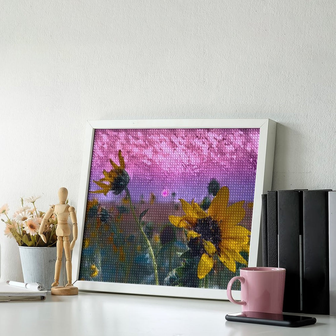 Design Diamond Painting 20"×16"(Horizontal) Sunflower Smokey Sunset II