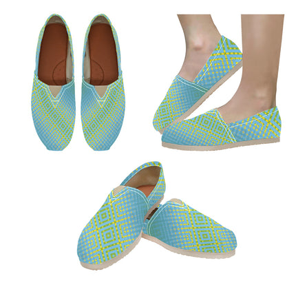 Espadrilles Canvas Gold Sunflower Blue Green Plaid Women's Canvas Slip-On Shoes(Model1206)