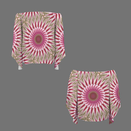 Trumpet Sleeve Blouse Milkweed Swirl