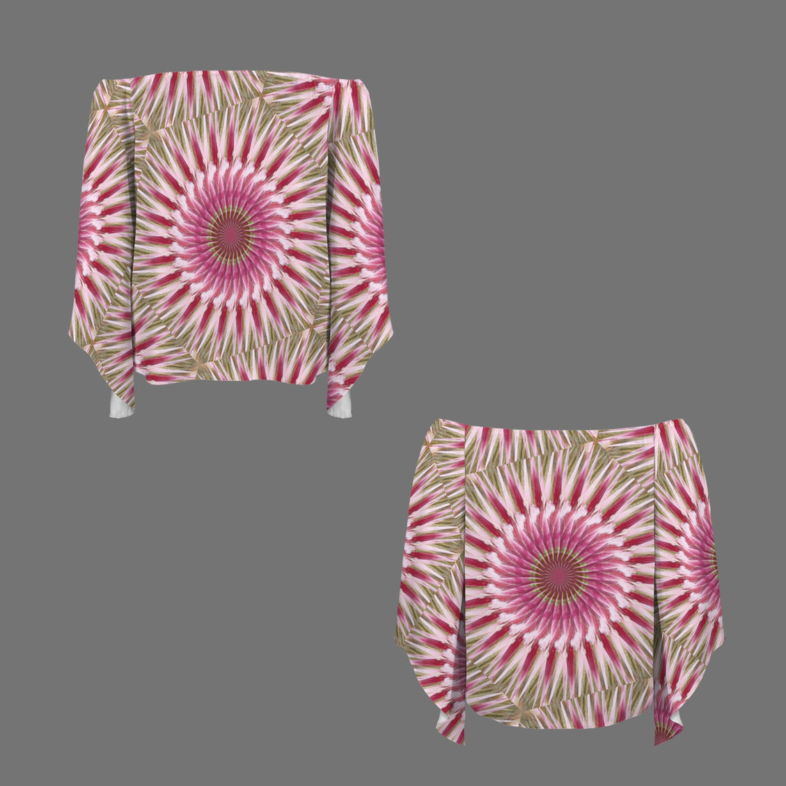 Trumpet Sleeve Blouse Milkweed Swirl