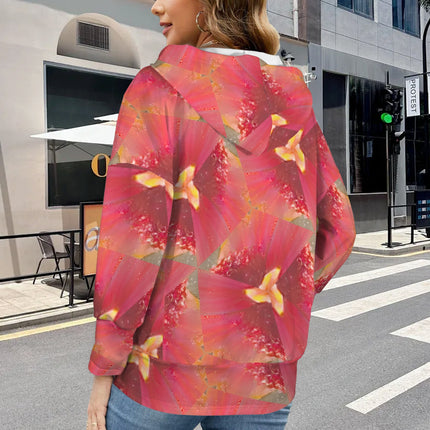 Hooded Pullover Pink Wildflowers