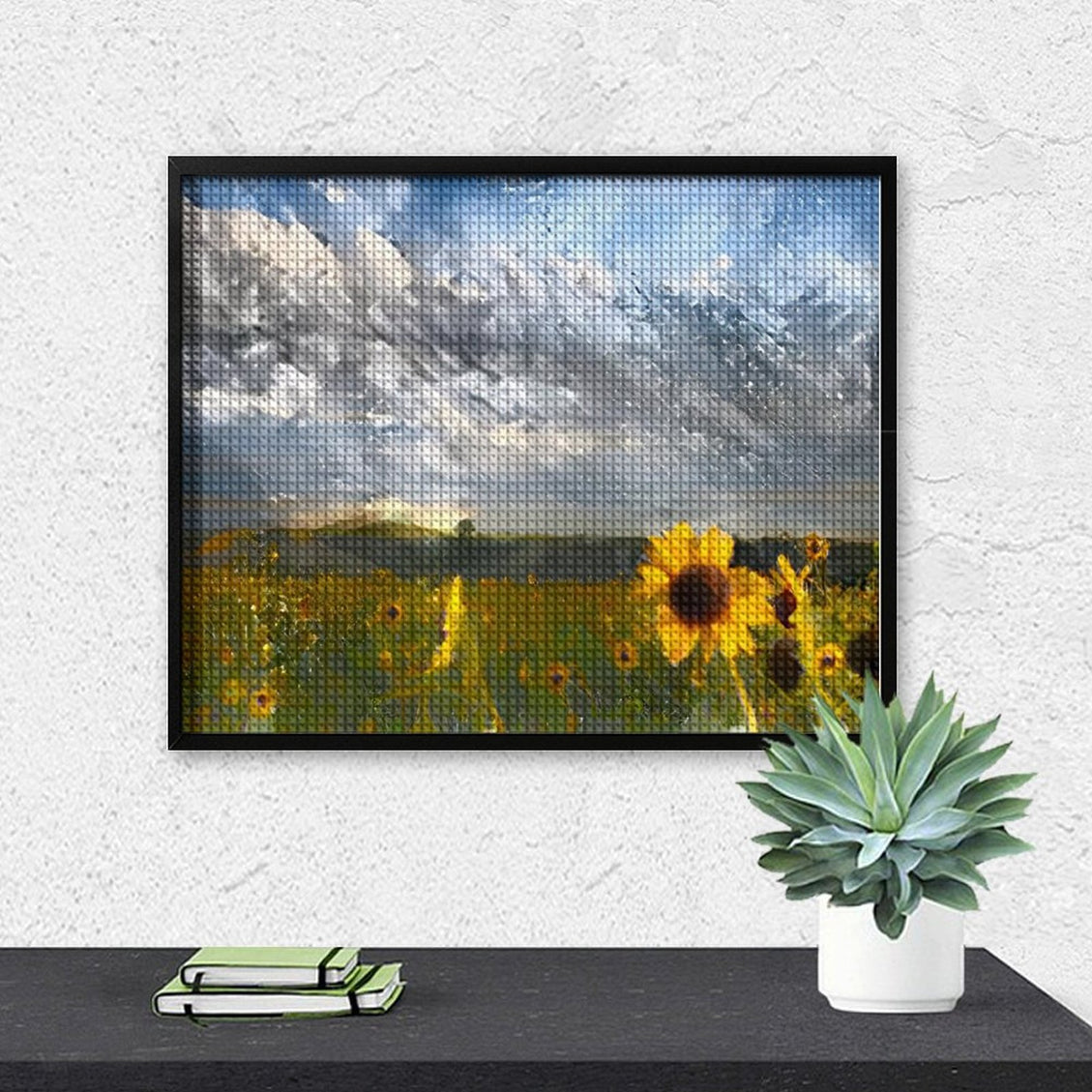 Design Diamond Painting 20"×16"(Horizontal) Sunflowers Lakeside