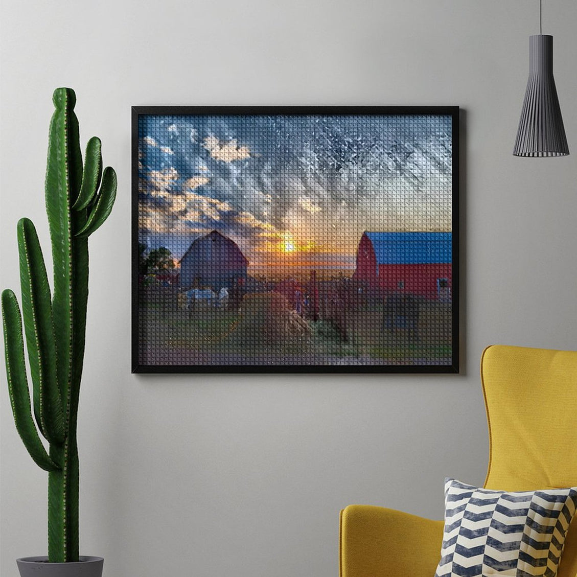 Design Diamond Painting 20"×16"(Horizontal) Sunset on a Farm II