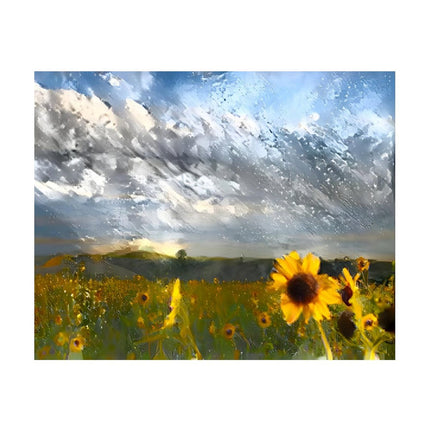 Design Diamond Painting 20"×16"(Horizontal) Sunflowers Lakeside