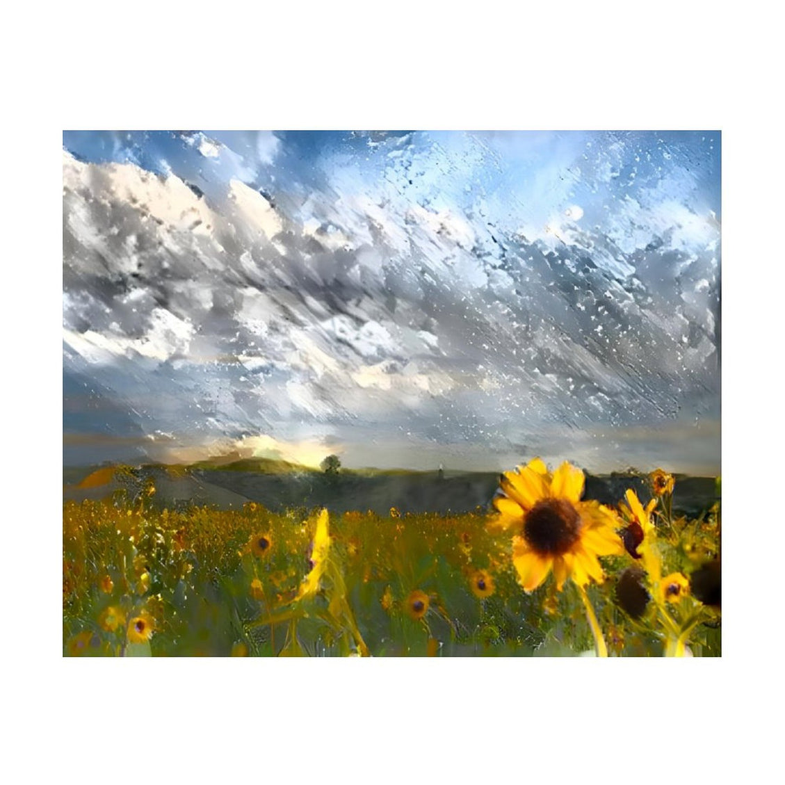 Design Diamond Painting 20"×16"(Horizontal) Sunflowers Lakeside