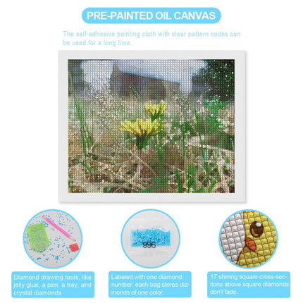 Design Diamond Painting 20"×16"(Horizontal) Dandelions on a Rainy Day