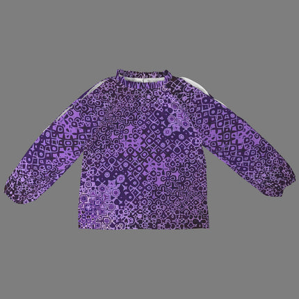 Long Slit Sleeve Blouse Purple Black Abstract