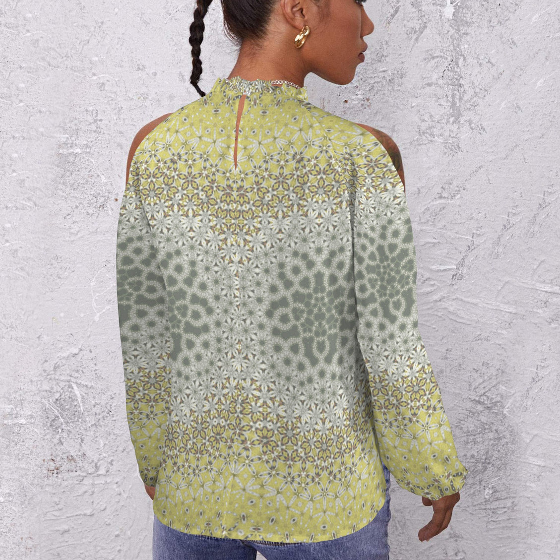 Long Slit Sleeve Blouse Yellow Clover