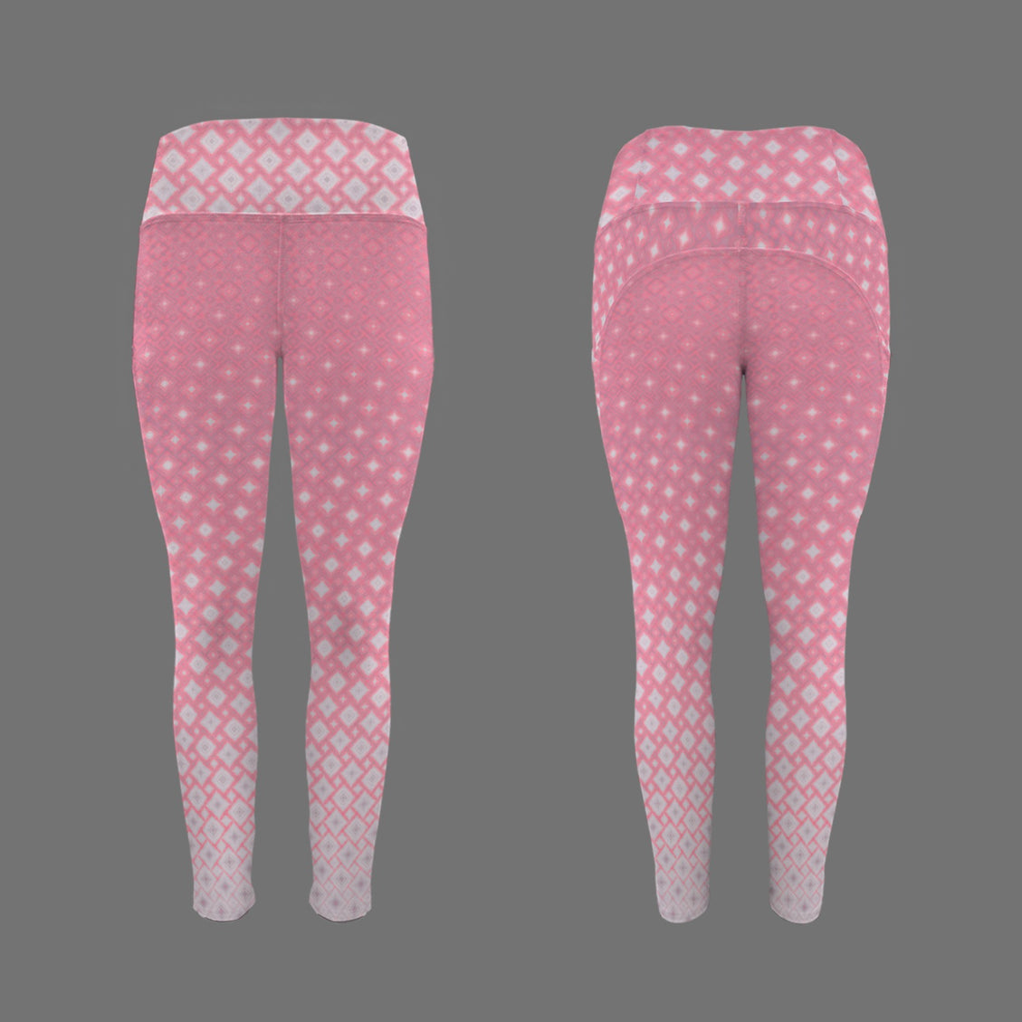 High Waist Pockets Yoga Leggings Pink Sunset