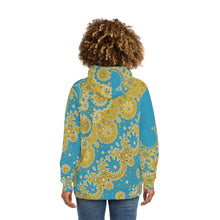 Load image into Gallery viewer, Fashion Hoodie (AOP) Sunflower Geometric Turquoise

