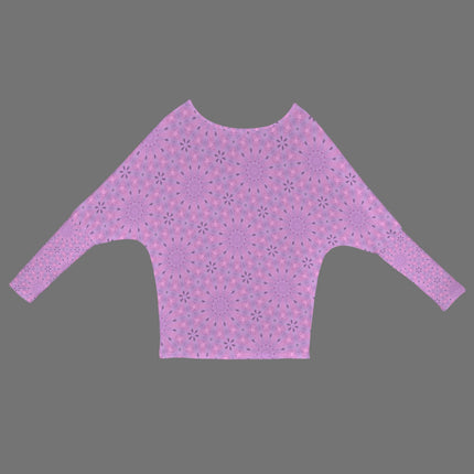 Batwing Long Sleeve Sweater Purple Flowers