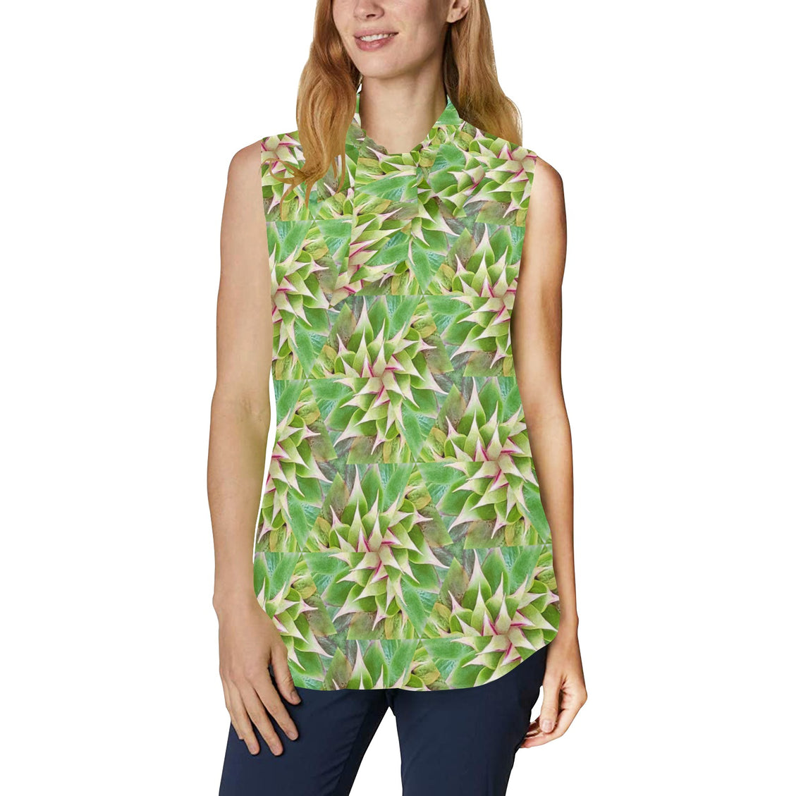Bow Tie V Neck Sleeveless Blouse Thistle Windmill