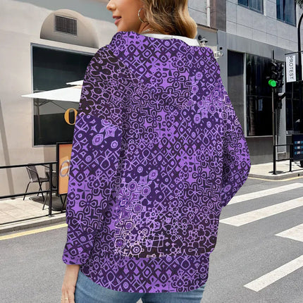 Hooded Pullover Purple Black Abstract