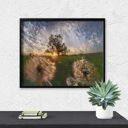 Design Diamond Painting 20"×16"(Horizontal) Dandelions at Sunset South Grand River