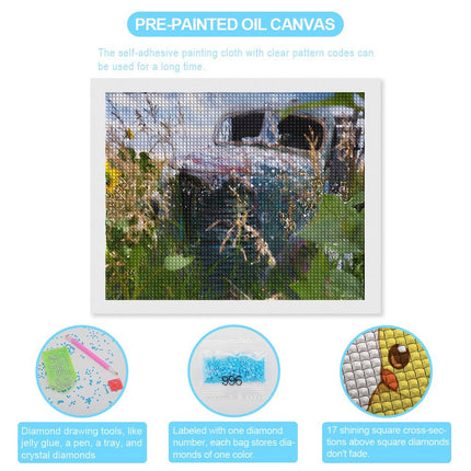 Design Diamond Painting 20"×16"(Horizontal) Old Truck in the Sunflowers