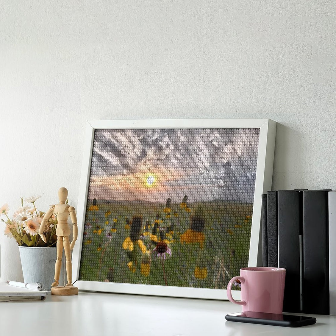 Design Diamond Painting 20"×16"(Horizontal) Wildflowers on the Prairie South Grand River