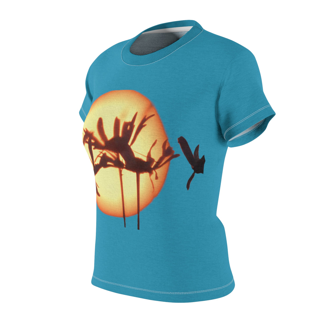 Women's Cut & Sew Tee (AOP) Aster Sunset Turquoise