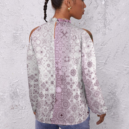 Long Slit Sleeve Blouse Pink Glass Ombre