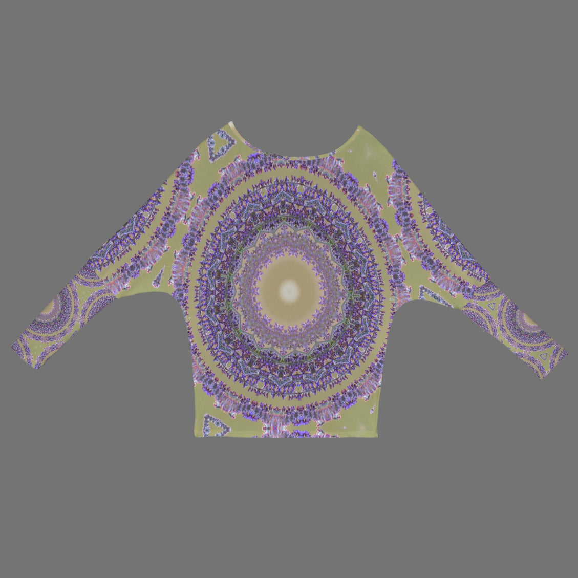 Batwing Long Sleeve Top Purple Green