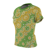 Load image into Gallery viewer, Women&#39;s Cut &amp; Sew Tee (AOP) Sunflower Geometric Green

