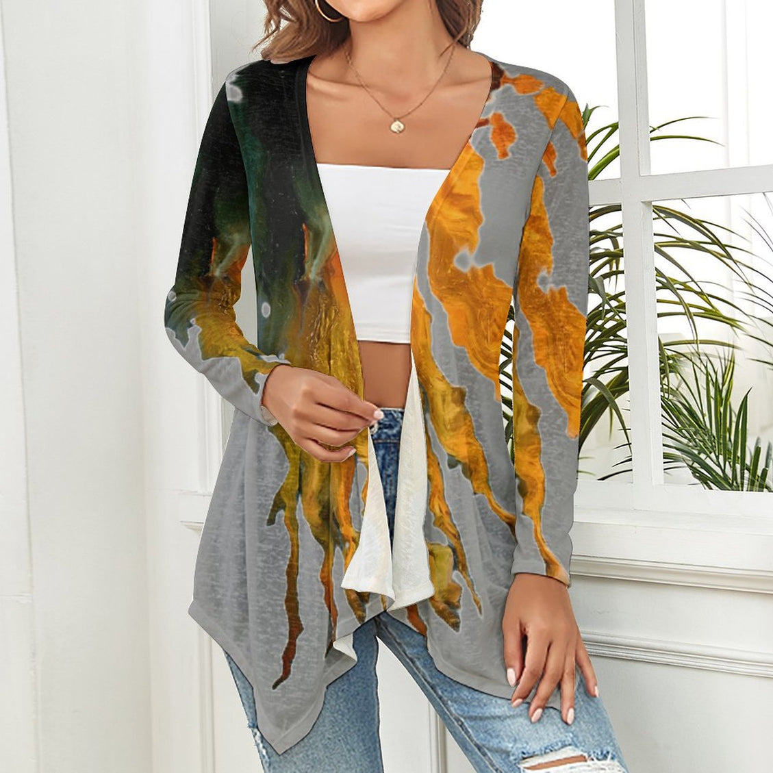Knitted Cardigan Sunflower Petals Medium Gray