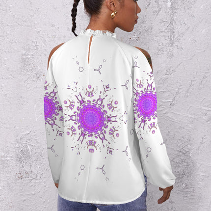 Long Slit Sleeve Blouse Bergamot Purple White