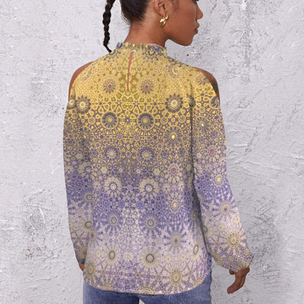 Long Slit Sleeve Blouse Gold and Lavendar Ombre