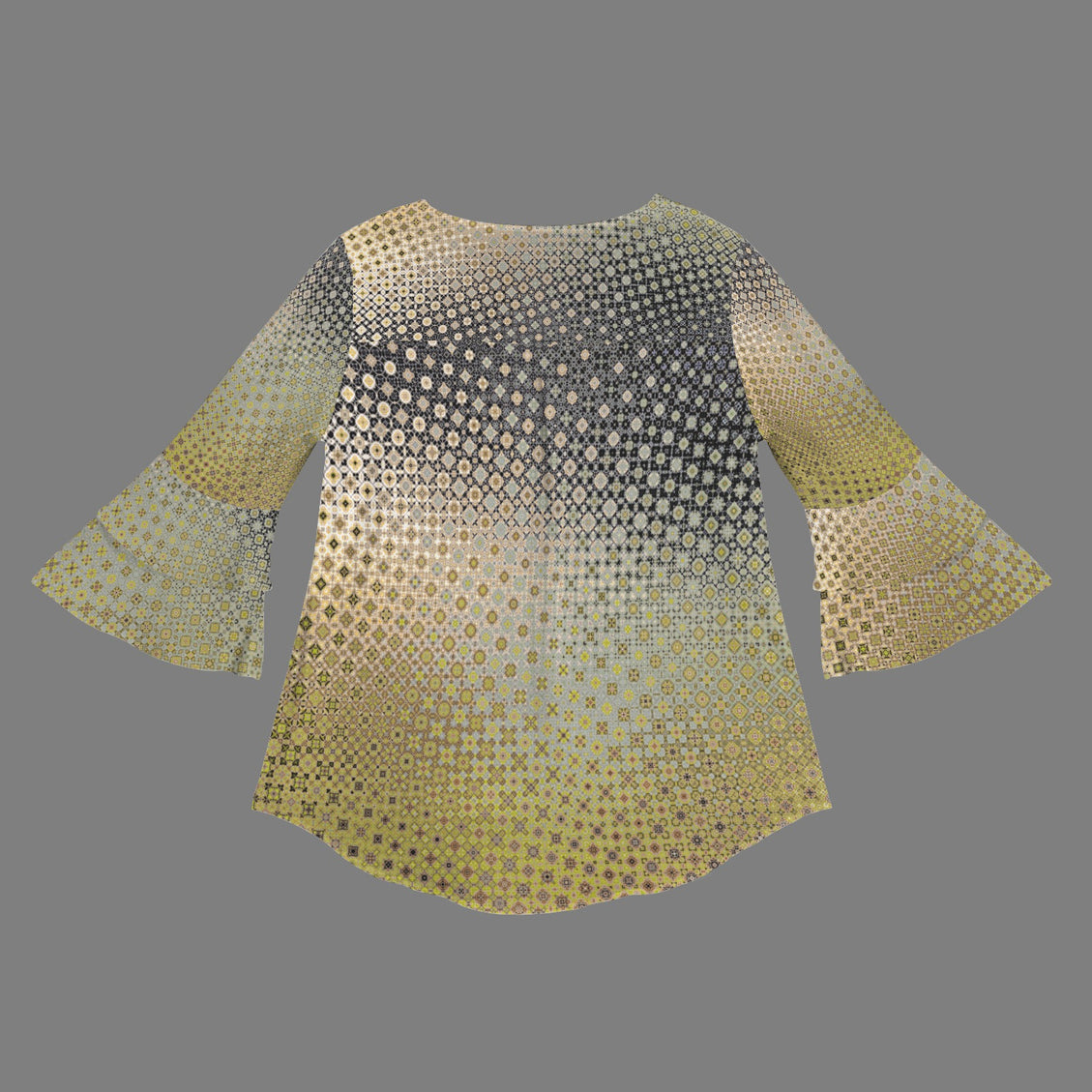 Flare Sleeve Blouse Gold and Gray Ombre
