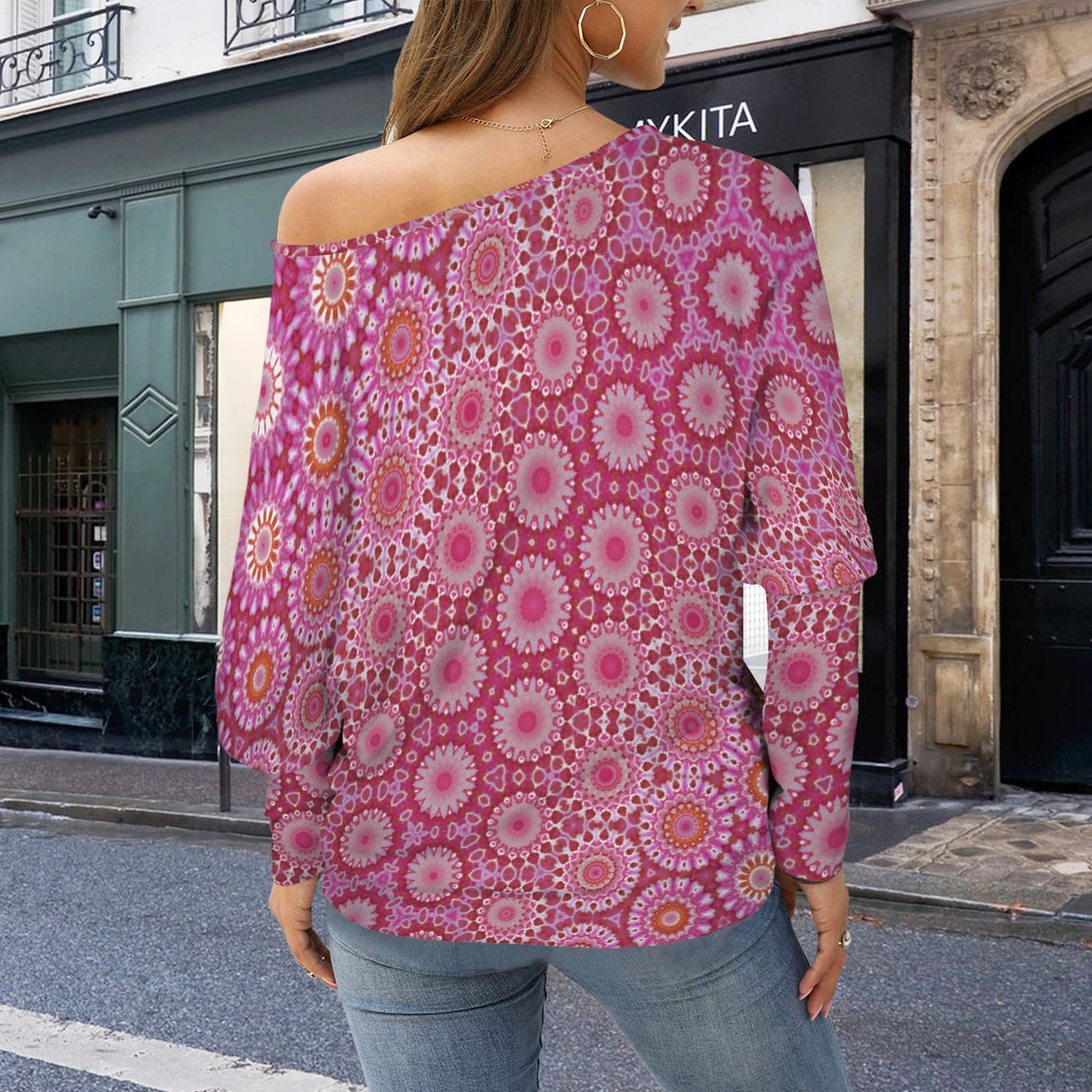 Batwing Long Sleeve Sweater Raspberry Swirl