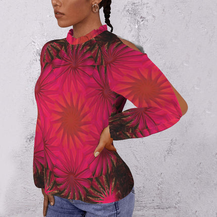Long Slit Sleeve Blouse Fuchsia Medallion