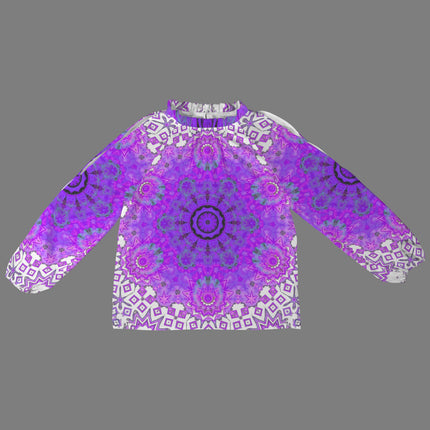 Long Slit Sleeve Blouse Bergamot Purple Green Medallion