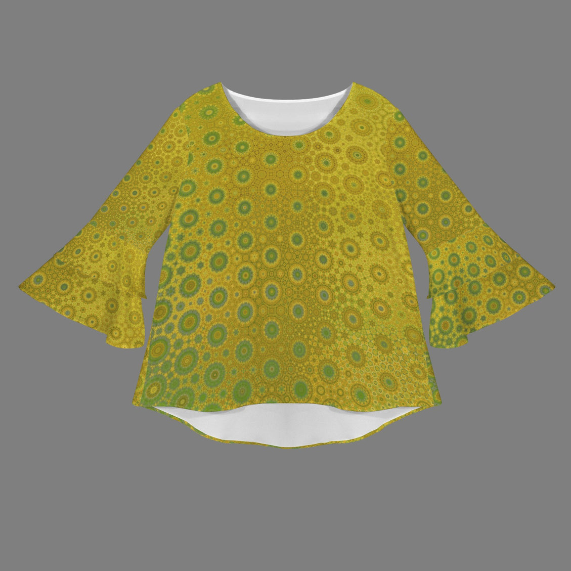 Layered Flare Sleeve Green Gold Reflections Ombre