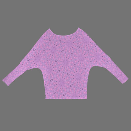 Batwing Long Sleeve Sweater Purple Flowers